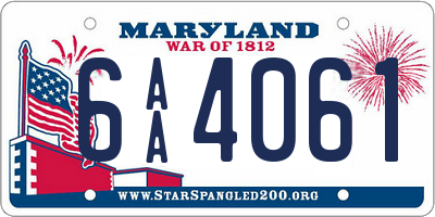 MD license plate 6AA4061