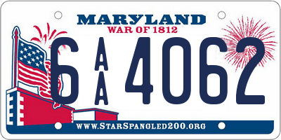 MD license plate 6AA4062