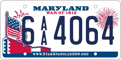 MD license plate 6AA4064