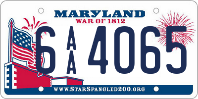 MD license plate 6AA4065