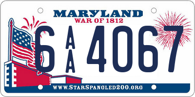 MD license plate 6AA4067