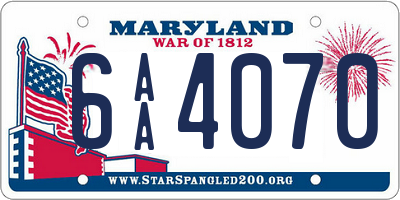 MD license plate 6AA4070