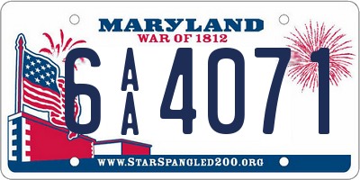 MD license plate 6AA4071