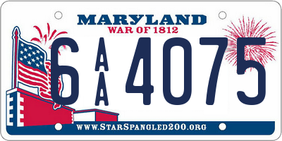 MD license plate 6AA4075