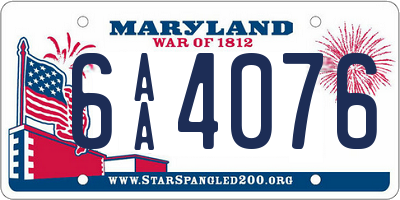 MD license plate 6AA4076