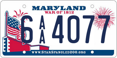 MD license plate 6AA4077