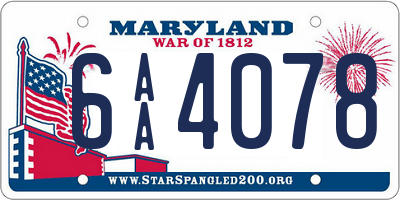 MD license plate 6AA4078