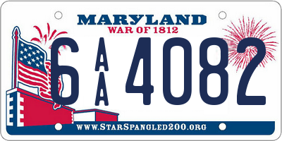 MD license plate 6AA4082