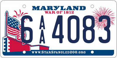 MD license plate 6AA4083