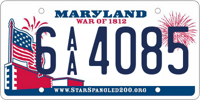 MD license plate 6AA4085