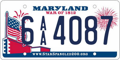 MD license plate 6AA4087