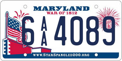 MD license plate 6AA4089