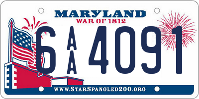 MD license plate 6AA4091