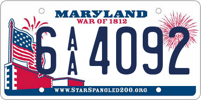 MD license plate 6AA4092