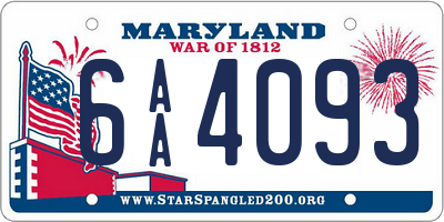 MD license plate 6AA4093