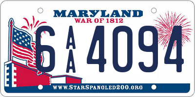 MD license plate 6AA4094