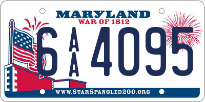 MD license plate 6AA4095