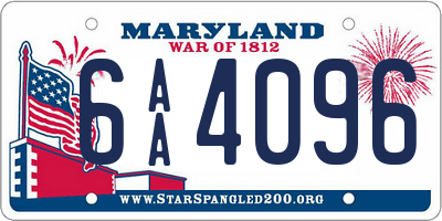 MD license plate 6AA4096