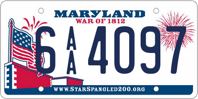 MD license plate 6AA4097