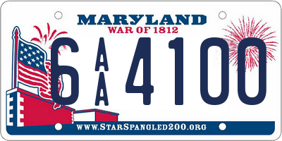 MD license plate 6AA4100