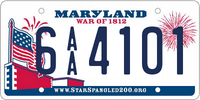 MD license plate 6AA4101