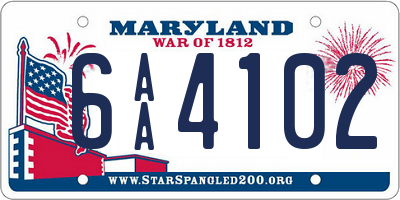 MD license plate 6AA4102