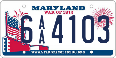 MD license plate 6AA4103