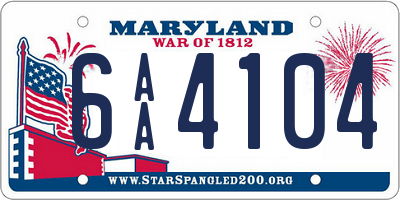 MD license plate 6AA4104