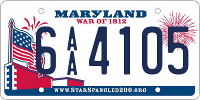 MD license plate 6AA4105