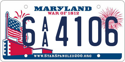 MD license plate 6AA4106