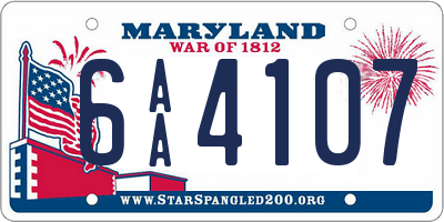 MD license plate 6AA4107