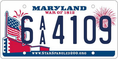 MD license plate 6AA4109