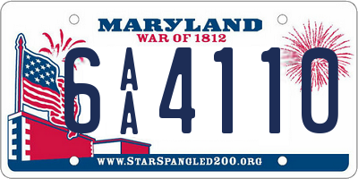 MD license plate 6AA4110