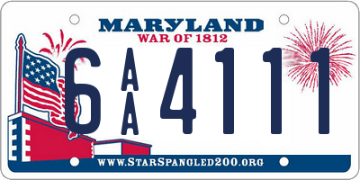 MD license plate 6AA4111