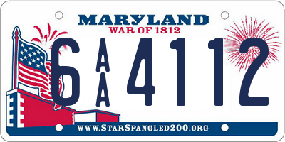 MD license plate 6AA4112