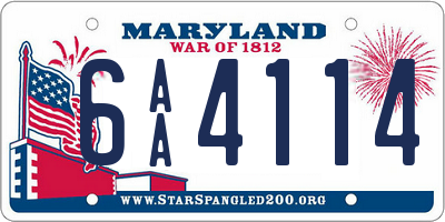 MD license plate 6AA4114