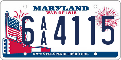 MD license plate 6AA4115