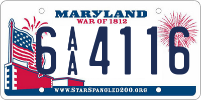 MD license plate 6AA4116