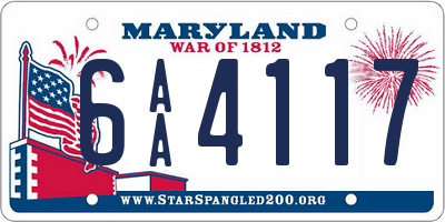 MD license plate 6AA4117