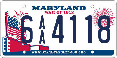 MD license plate 6AA4118