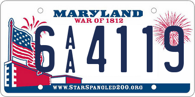 MD license plate 6AA4119