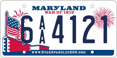 MD license plate 6AA4121