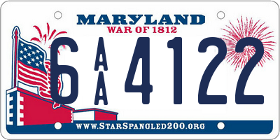 MD license plate 6AA4122