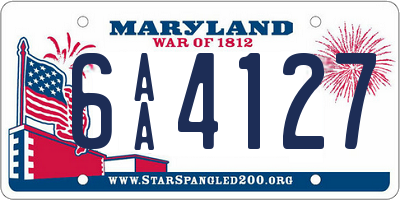 MD license plate 6AA4127