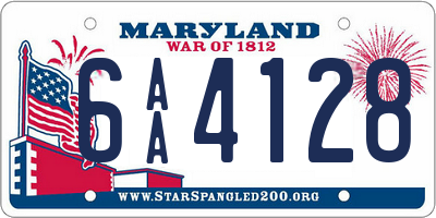 MD license plate 6AA4128