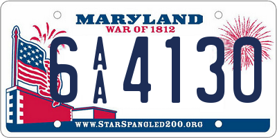 MD license plate 6AA4130