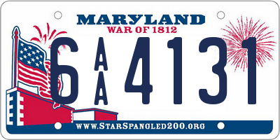 MD license plate 6AA4131