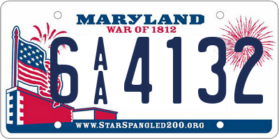 MD license plate 6AA4132