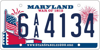 MD license plate 6AA4134