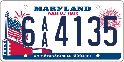 MD license plate 6AA4135